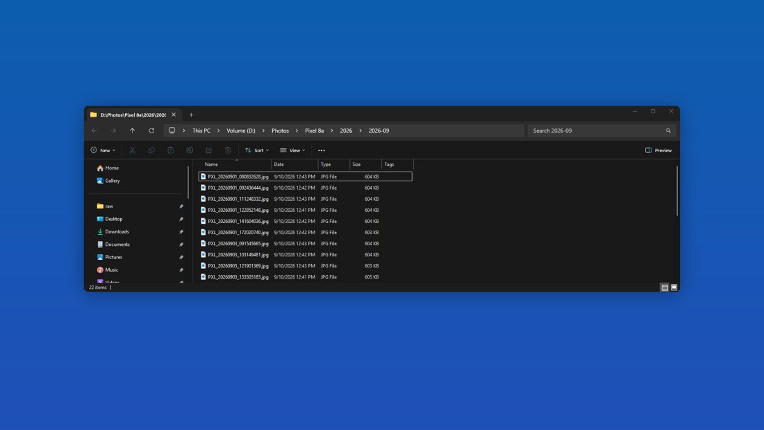 PC: photos sorted by device and month