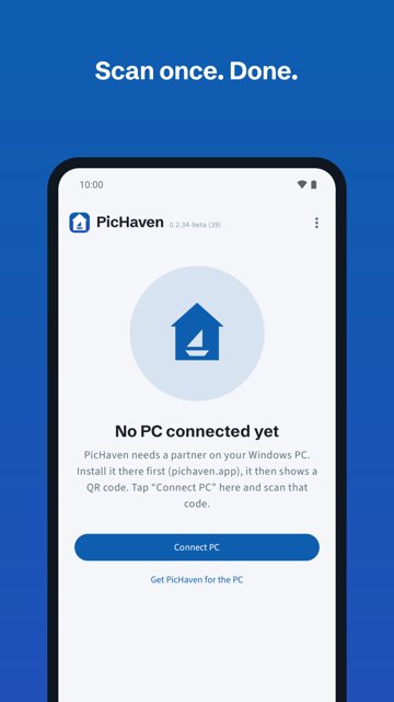Phone: not connected yet, scan the QR code
